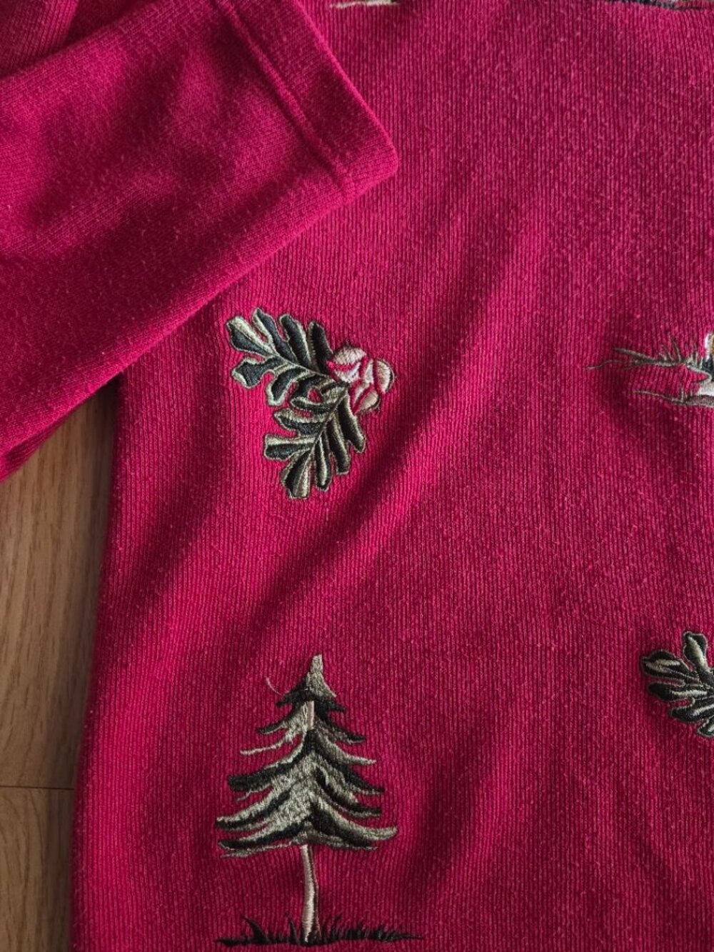Vintage Alfred Dunner Red Woodland Rabbit Cabin Embroidered Sweater S - Picture 5 of 7